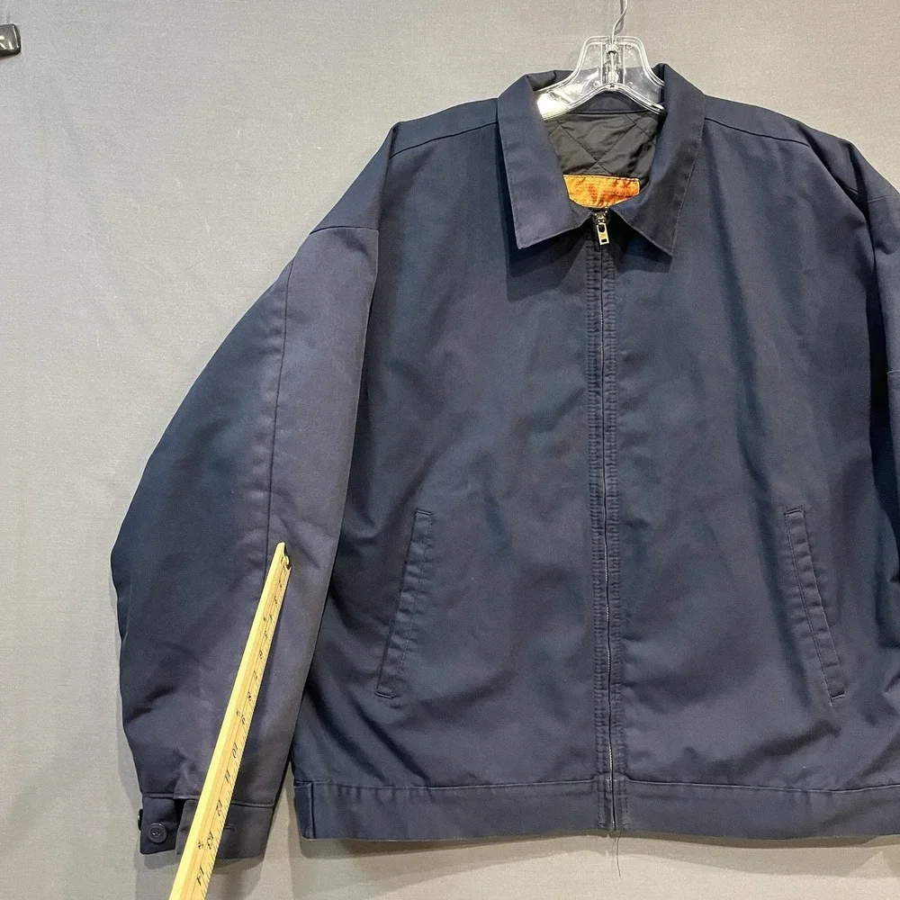 MJ22‎ Work Jacket Men's XL-RG Blue Distressed Quilted Lining Full Zip Workwear